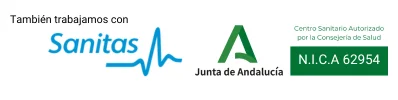 También trabajamos con Sanitas · Centro Sanitario Autorizado por la Consejería de Salud, Junta de Andalucía · N.I.C.A 62954
